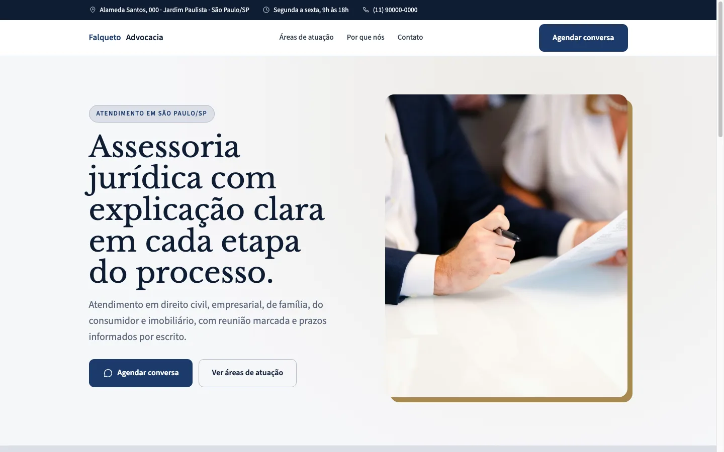 Demonstração de site para Advogado